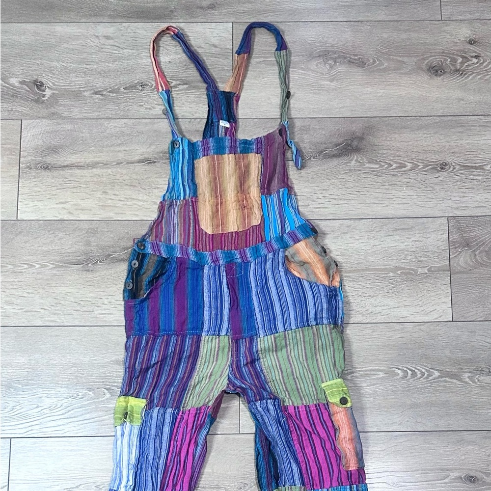 Boho Patchwork 100% Cotton Overalls Dungarees - image 2